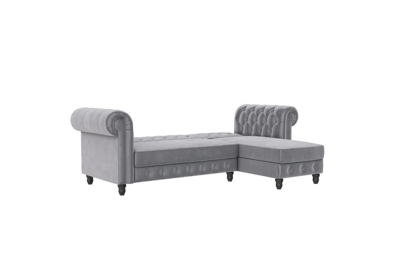 Sovesofa Felix 241x154x83 cm, Lys grå, Fløyel - 241x154x83 cm, Lys grå, Fløyel - Møbler - Sofaer - Sovesofaer - Sovesofa divan