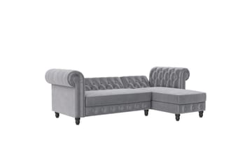 Sovesofa Felix 241x154x83 cm, Lys grå, Fløyel - 241x154x83 cm, Lys grå, Fløyel - Møbler - Sofaer - Sovesofaer - Sovesofa divan