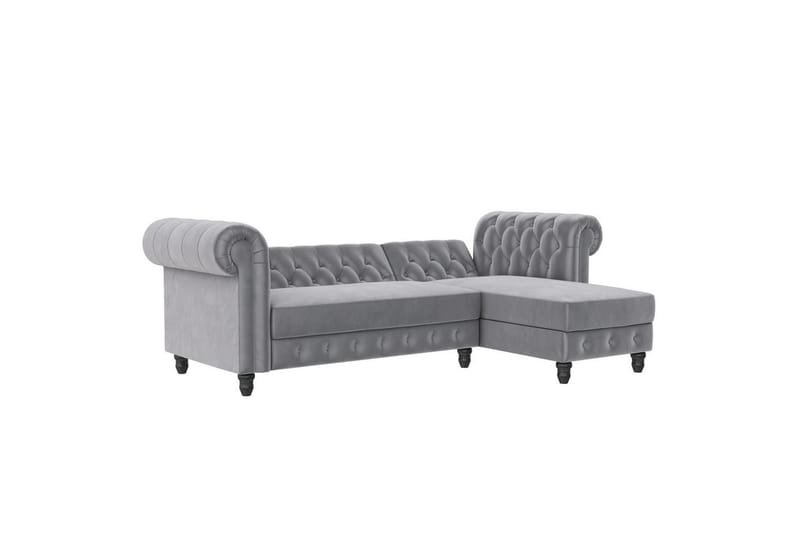Sovesofa Felix 241x154x83 cm, Lys grå, Fløyel - 241x154x83 cm, Lys grå, Fløyel - Møbler - Sofaer - Sovesofaer - Sovesofa divan