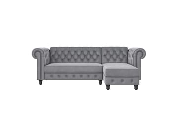 Sovesofa Felix 241x154x83 cm, Lys grå, Fløyel - 241x154x83 cm, Lys grå, Fløyel - Møbler - Sofaer - Sovesofaer - Sovesofa divan