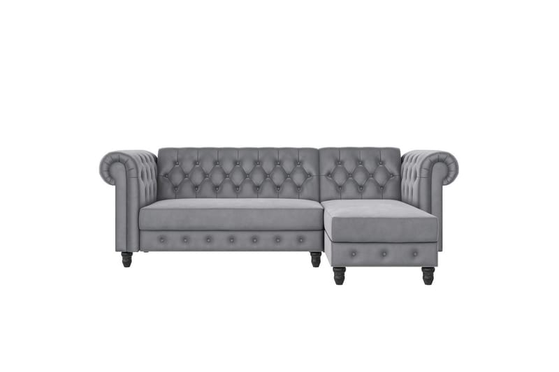 Sovesofa Felix 241x154x83 cm, Lys grå, Fløyel - 241x154x83 cm, Lys grå, Fløyel - Møbler - Sofaer - Sovesofaer - Sovesofa divan