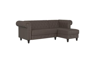 Sovesofa Felix 241x154x83 cm, Mørk brun, Mikrofiber/Tre/Metall