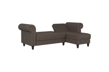 Sovesofa Felix 241x154x83 cm, Mørk brun, Mikrofiber/Tre/Metall - 241x154x83 cm, Mørk brun, Mikrofiber/Tre/Metall - Møbler - Sofaer - Sovesofaer - Sovesofa divan