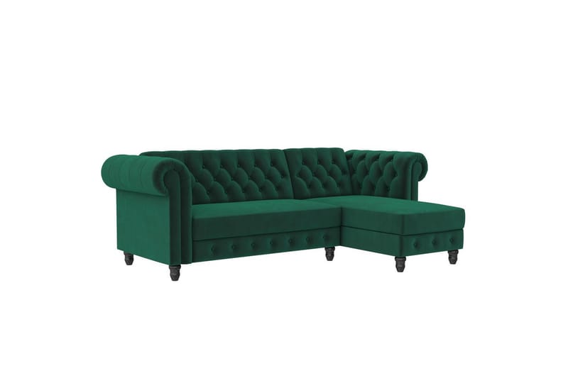 Sovesofa Felix 241x154x83 cm, Mørk grønn, Fløyel - 241x154x83 cm, Mørk grønn, Fløyel - Møbler - Sofaer - Sovesofaer - Sovesofa divan