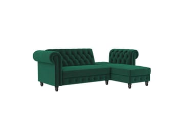 Sovesofa Felix 241x154x83 cm, Mørk grønn, Fløyel - 241x154x83 cm, Mørk grønn, Fløyel - Møbler - Sofaer - Sovesofaer - Sovesofa divan