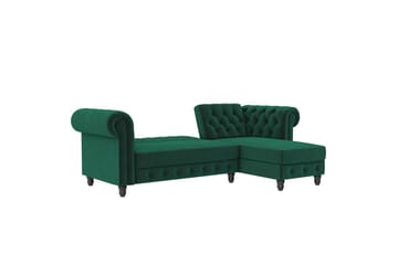 Sovesofa Felix 241x154x83 cm, Mørk grønn, Fløyel - 241x154x83 cm, Mørk grønn, Fløyel - Møbler - Sofaer - Sovesofaer - Sovesofa divan