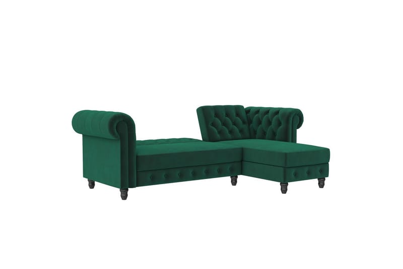 Sovesofa Felix 241x154x83 cm, Mørk grønn, Fløyel - 241x154x83 cm, Mørk grønn, Fløyel - Møbler - Sofaer - Sovesofaer - Sovesofa divan