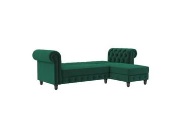 Sovesofa Felix 241x154x83 cm, Mørk grønn, Fløyel - 241x154x83 cm, Mørk grønn, Fløyel - Møbler - Sofaer - Sovesofaer - Sovesofa divan