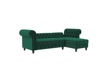 Sovesofa Felix 241x154x83 cm, Mørk grønn, Fløyel - 241x154x83 cm, Mørk grønn, Fløyel - Møbler - Sofaer - Sovesofaer - Sovesofa divan