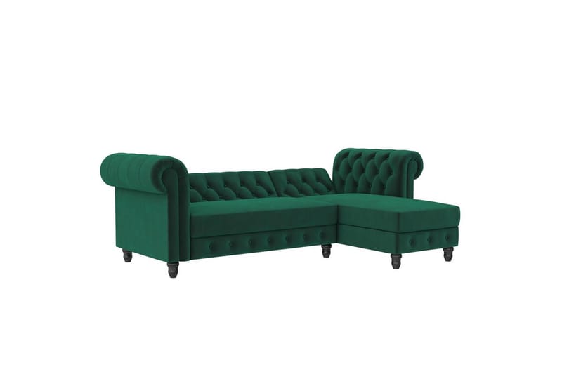 Sovesofa Felix 241x154x83 cm, Mørk grønn, Fløyel - 241x154x83 cm, Mørk grønn, Fløyel - Møbler - Sofaer - Sovesofaer - Sovesofa divan