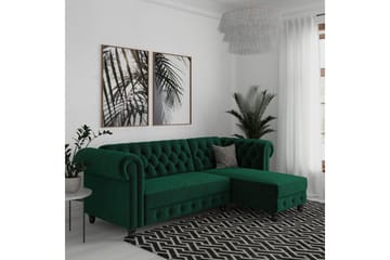 Sovesofa Felix 241x154x83 cm, Mørk grønn, Fløyel - 241x154x83 cm, Mørk grønn, Fløyel - Møbler - Sofaer - Sovesofaer - Sovesofa divan