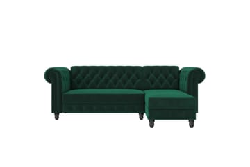 Sovesofa Felix 241x154x83 cm, Mørk grønn, Fløyel - 241x154x83 cm, Mørk grønn, Fløyel - Møbler - Sofaer - Sovesofaer - Sovesofa divan