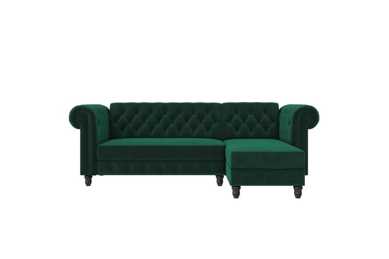 Sovesofa Felix 241x154x83 cm, Mørk grønn, Fløyel - 241x154x83 cm, Mørk grønn, Fløyel - Møbler - Sofaer - Sovesofaer - Sovesofa divan