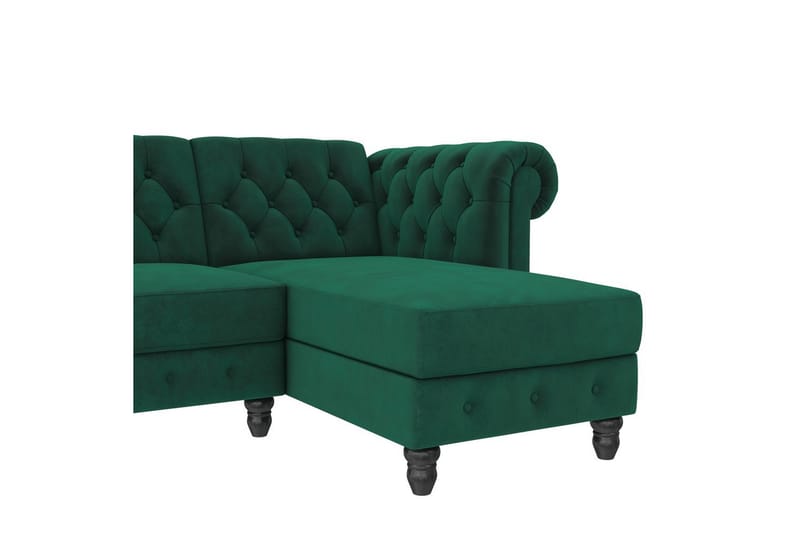 Sovesofa Felix 241x154x83 cm, Mørk grønn, Fløyel - 241x154x83 cm, Mørk grønn, Fløyel - Møbler - Sofaer - Sovesofaer - Sovesofa divan