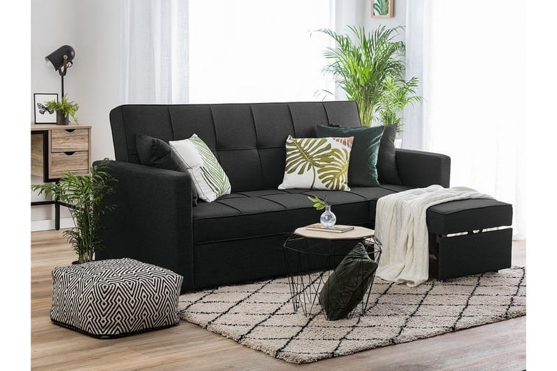 Sovesofa Glomma 207 cm - Svart - Møbler - Sofaer - Sovesofaer - Langsgående sovesofa