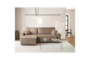 Sovesofa høyrevendt Abacka - Brun, Svart - Møbler - Sofaer - Sovesofaer - Langsgående sovesofa