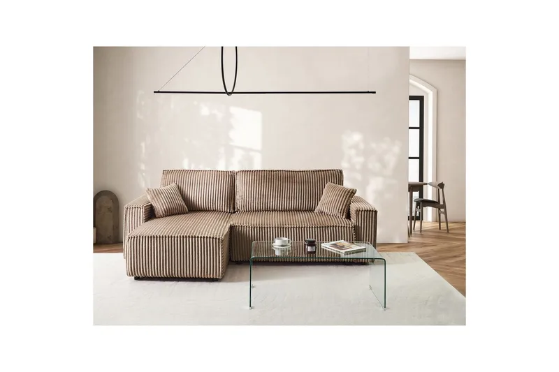 Sovesofa høyrevendt Abacka - Brun, Svart - Møbler - Sofaer - Sovesofaer - Langsgående sovesofa