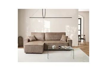 Sovesofa høyrevendt Abacka - Brun, Svart - Møbler - Sofaer - Sovesofaer - Langsgående sovesofa