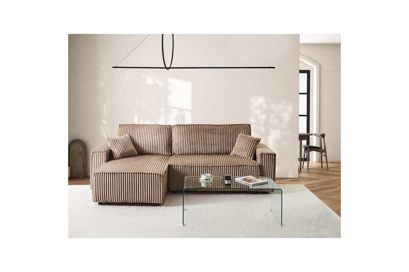 Sovesofa høyrevendt Abacka - Brun, Svart - Møbler - Sofaer - Sovesofaer - Langsgående sovesofa