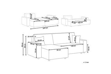 Sovesofa høyrevendt Abacka - Brun, Svart - Møbler - Sofaer - Sovesofaer - Langsgående sovesofa