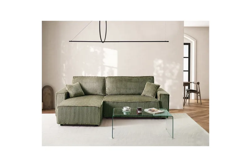 Sovesofa høyrevendt Abacka - Grønn, svart - Møbler - Sofaer - Sovesofaer - Langsgående sovesofa