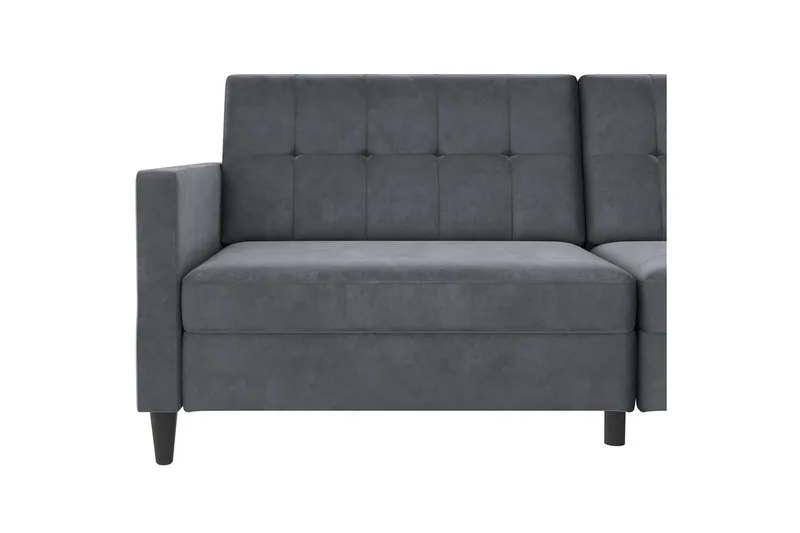 Sovesofa Hartford 203x83x82 cm, Antrasitt, Fløyel - 203x83x82 cm, Antrasitt, Fløyel - Møbler - Sofaer - Sovesofaer - 3 seters sovesofa