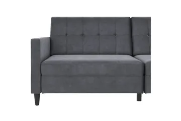 Sovesofa Hartford 203x83x82 cm, Antrasitt, Fløyel - 203x83x82 cm, Antrasitt, Fløyel - Møbler - Sofaer - Sovesofaer - 3 seters sovesofa
