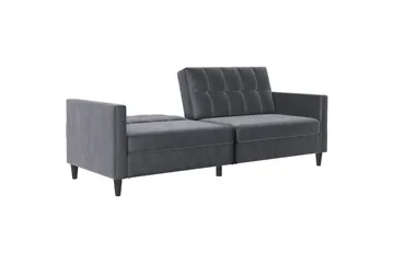 Sovesofa Hartford 203x83x82 cm, Antrasitt, Fløyel - 203x83x82 cm, Antrasitt, Fløyel - Møbler - Sofaer - Sovesofaer - 3 seters sovesofa