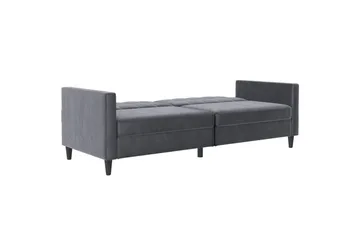 Sovesofa Hartford 203x83x82 cm, Antrasitt, Fløyel - 203x83x82 cm, Antrasitt, Fløyel - Møbler - Sofaer - Sovesofaer - 3 seters sovesofa