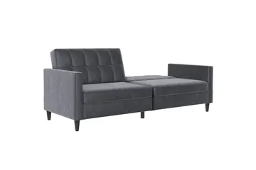 Sovesofa Hartford 203x83x82 cm, Antrasitt, Fløyel - 203x83x82 cm, Antrasitt, Fløyel - Møbler - Sofaer - Sovesofaer - 3 seters sovesofa