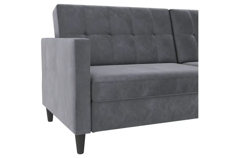 Sovesofa Hartford 203x83x82 cm, Antrasitt, Fløyel - 203x83x82 cm, Antrasitt, Fløyel - Møbler - Sofaer - Sovesofaer - 3 seters sovesofa