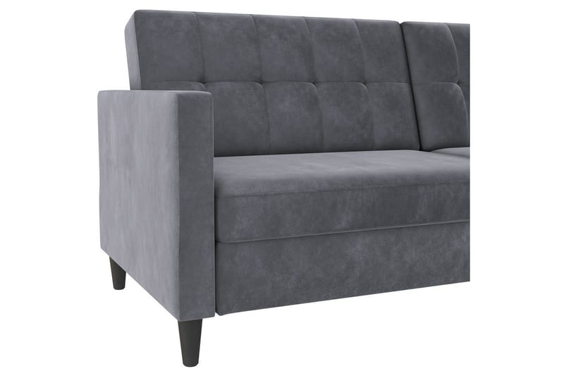 Sovesofa Hartford 203x83x82 cm, Antrasitt, Fløyel - 203x83x82 cm, Antrasitt, Fløyel - Møbler - Sofaer - Sovesofaer - 3 seters sovesofa