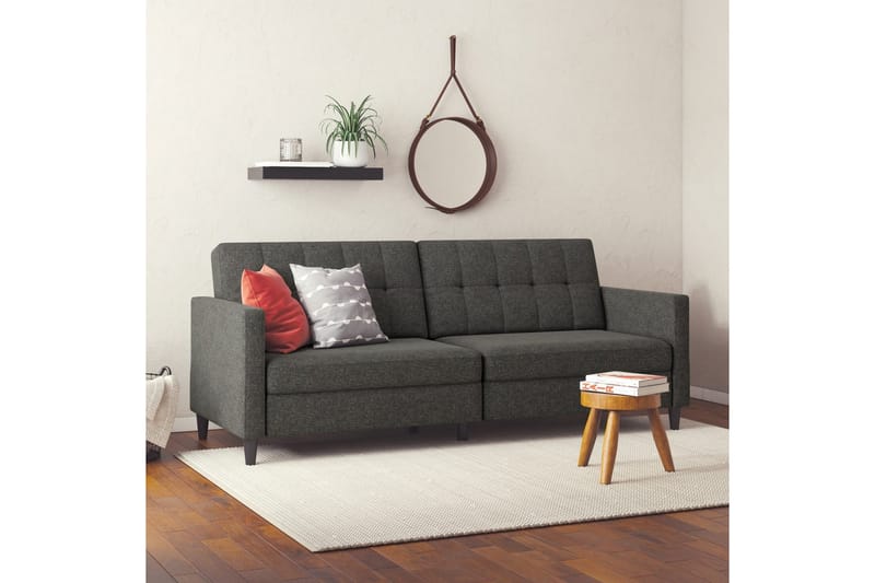 Sovesofa Hartford 203x83x82 cm, Antrasitt, Linstoffutseende (100 % polyester) - 203x83x82 cm, Antrasitt, Linstoffutseende (100 % polyester) - Møbler - Sofaer - Sovesofaer - 3 seters sovesofa