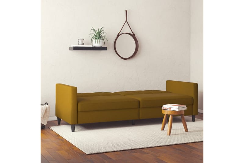 Sovesofa Hartford 203x83x82 cm, Curry, Linstoffutseende (100 % polyester) - 203x83x82 cm, Curry, Linstoffutseende (100 % polyester) - Møbler - Sofaer - Sovesofaer - 3 seters sovesofa