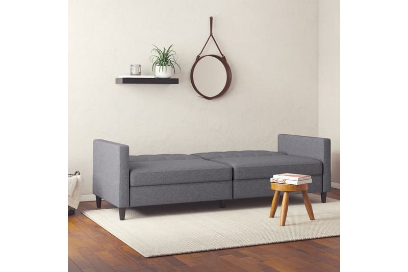 Sovesofa Hartford 203x83x82 cm, Grå, Linstoffutseende (100 % polyester) - 203x83x82 cm, Grå, Linstoffutseende (100 % polyester) - Møbler - Sofaer - Sovesofaer - 3 seters sovesofa