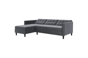 Sovesofa Hartford 213x153x82 cm, Antrasitt, Fløyel - 213x153x82 cm, Antrasitt, Fløyel - Møbler - Sofaer - Sovesofaer - Sovesofa divan
