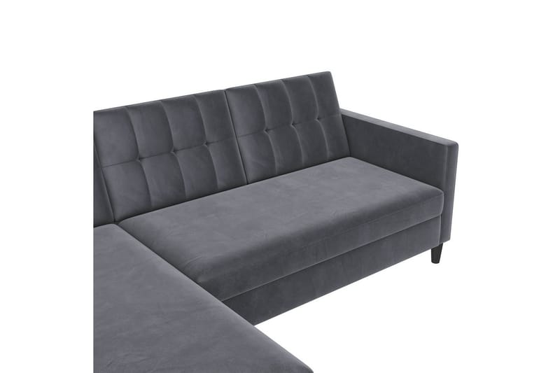 Sovesofa Hartford 213x153x82 cm, Antrasitt, Fløyel - 213x153x82 cm, Antrasitt, Fløyel - Møbler - Sofaer - Sovesofaer - Sovesofa divan
