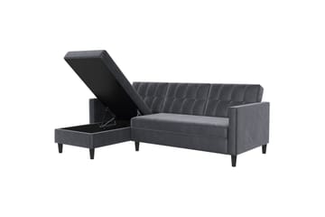 Sovesofa Hartford 213x153x82 cm, Antrasitt, Fløyel - 213x153x82 cm, Antrasitt, Fløyel - Møbler - Sofaer - Sovesofaer - Sovesofa divan