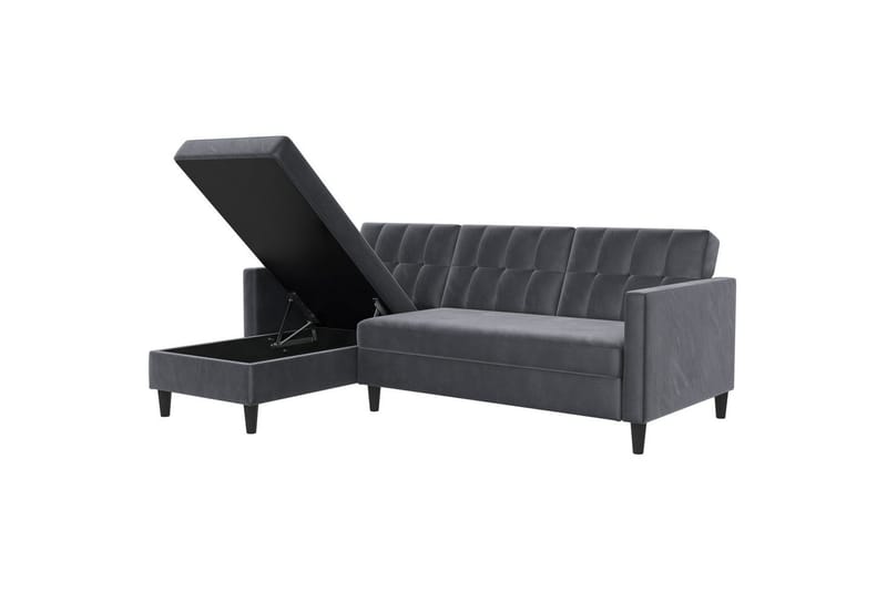 Sovesofa Hartford 213x153x82 cm, Antrasitt, Fløyel - 213x153x82 cm, Antrasitt, Fløyel - Møbler - Sofaer - Sovesofaer - Sovesofa divan