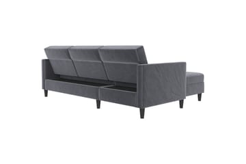 Sovesofa Hartford 213x153x82 cm, Antrasitt, Fløyel - 213x153x82 cm, Antrasitt, Fløyel - Møbler - Sofaer - Sovesofaer - Sovesofa divan