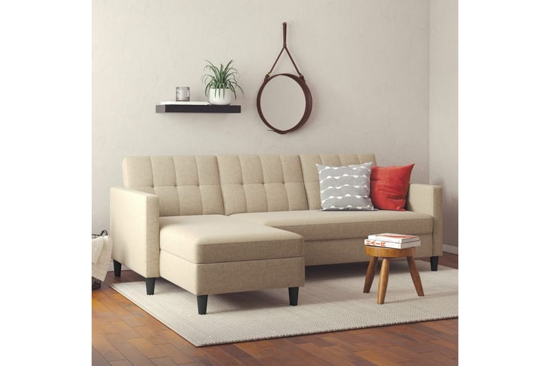 Sovesofa Hartford 213x153x82 cm, Cappucino, Linstoffutseende (100 % polyester) - 213x153x82 cm, Cappucino, Linstoffutseende (100 % polyester) - Møbler - Sofaer - Sovesofaer - Sovesofa divan