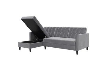 Sovesofa Hartford 213x153x82 cm, Grå, Fløyel - 213x153x82 cm, Grå, Fløyel - Møbler - Sofaer - Sovesofaer - Sovesofa divan