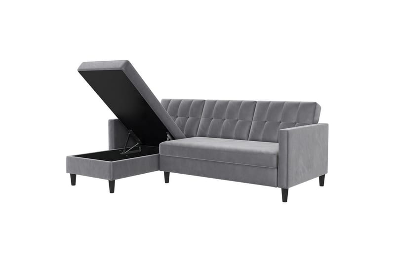 Sovesofa Hartford 213x153x82 cm, Grå, Fløyel - 213x153x82 cm, Grå, Fløyel - Møbler - Sofaer - Sovesofaer - Sovesofa divan