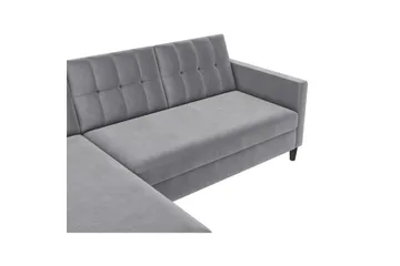 Sovesofa Hartford 213x153x82 cm, Grå, Fløyel - 213x153x82 cm, Grå, Fløyel - Møbler - Sofaer - Sovesofaer - Sovesofa divan