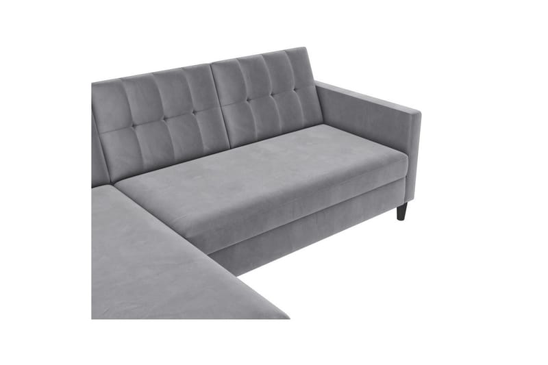 Sovesofa Hartford 213x153x82 cm, Grå, Fløyel - 213x153x82 cm, Grå, Fløyel - Møbler - Sofaer - Sovesofaer - Sovesofa divan