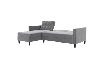 Sovesofa Hartford 213x153x82 cm, Grå, Fløyel - 213x153x82 cm, Grå, Fløyel - Møbler - Sofaer - Sovesofaer - Sovesofa divan