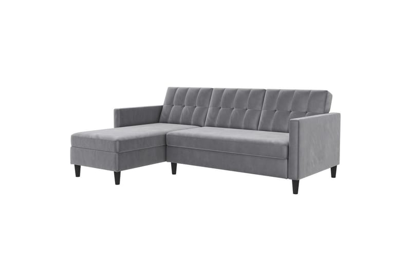 Sovesofa Hartford 213x153x82 cm, Grå, Fløyel - 213x153x82 cm, Grå, Fløyel - Møbler - Sofaer - Sovesofaer - Sovesofa divan