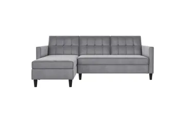 Sovesofa Hartford 213x153x82 cm, Grå, Fløyel - 213x153x82 cm, Grå, Fløyel - Møbler - Sofaer - Sovesofaer - Sovesofa divan