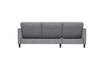 Sovesofa Hartford 213x153x82 cm, Grå, Fløyel - 213x153x82 cm, Grå, Fløyel - Møbler - Sofaer - Sovesofaer - Sovesofa divan