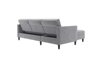 Sovesofa Hartford 213x153x82 cm, Grå, Fløyel - 213x153x82 cm, Grå, Fløyel - Møbler - Sofaer - Sovesofaer - Sovesofa divan